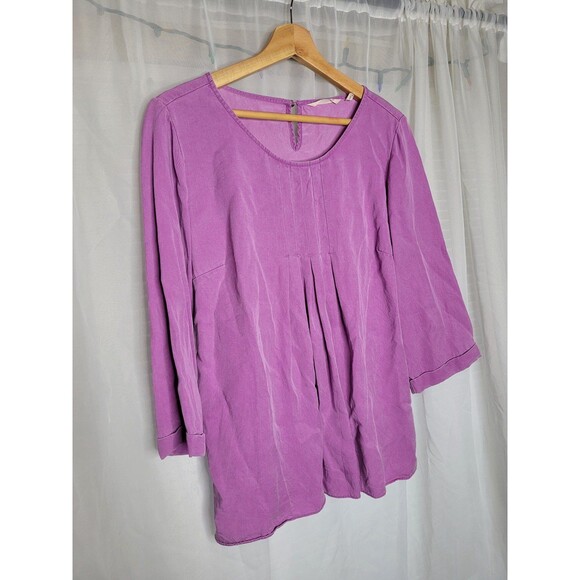Soft Surroundings Blouse womens size Medium Cusabo Pintuck Iris Orchid Purple - Picture 3 of 8